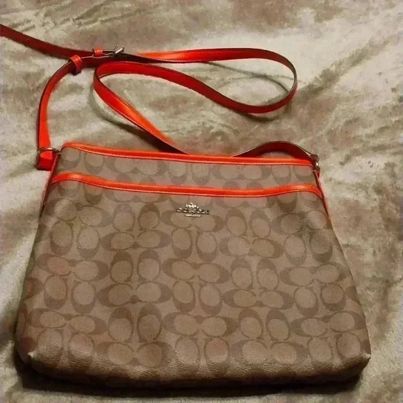 Coach Orange Trim Signature File Crossbody - Picture 1 of 6